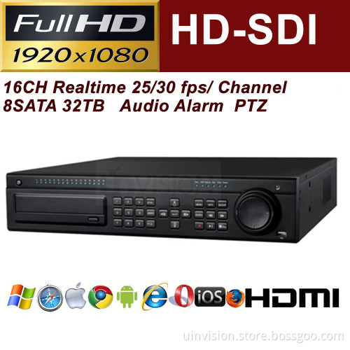 Uinvision Full 1080P Realtime 16CH HD Sdi DVR - 1080P (1920 X 1080) 2u (UV-TD2716XD-P)